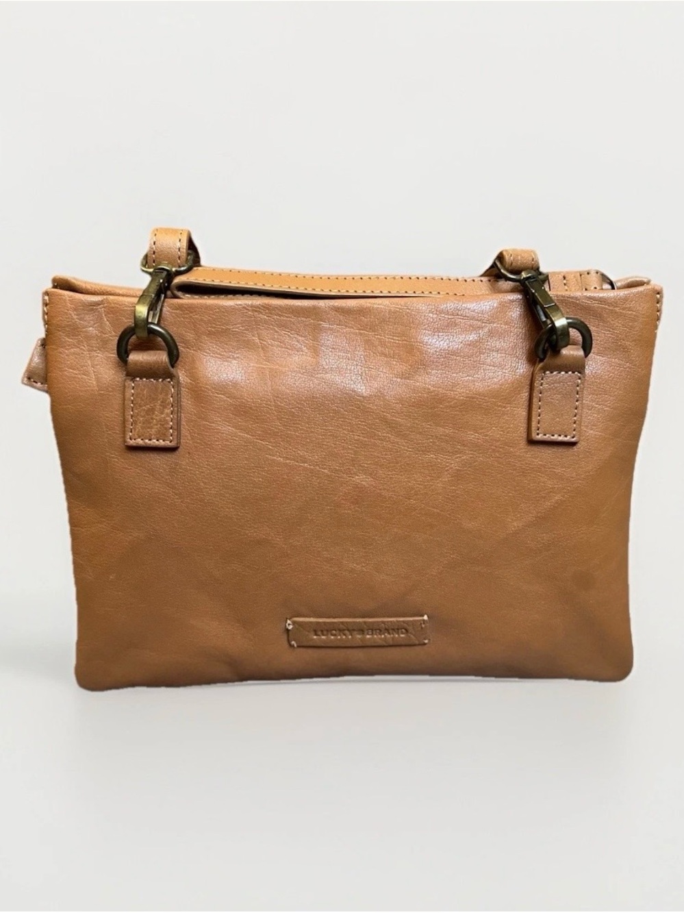 Lucky Brand Chira Crossbody Wristlet Combo Walnut Leather Convertible Purse Bag